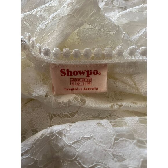 Showpo Women's White Lace Dip V-Neck Dress Size M - Picture 8 of 8